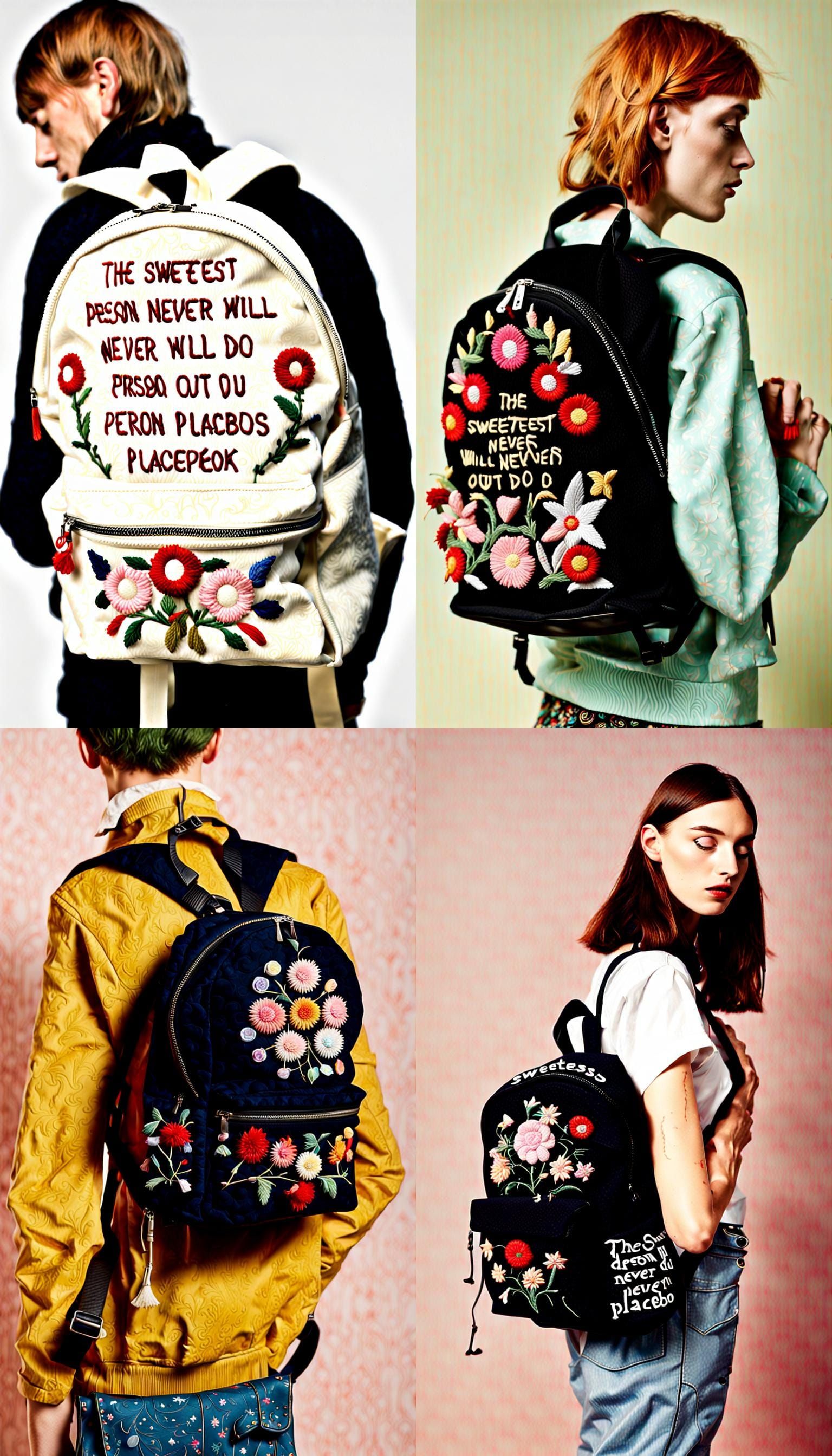 Person Throws Placebos with Embroidered Backpack