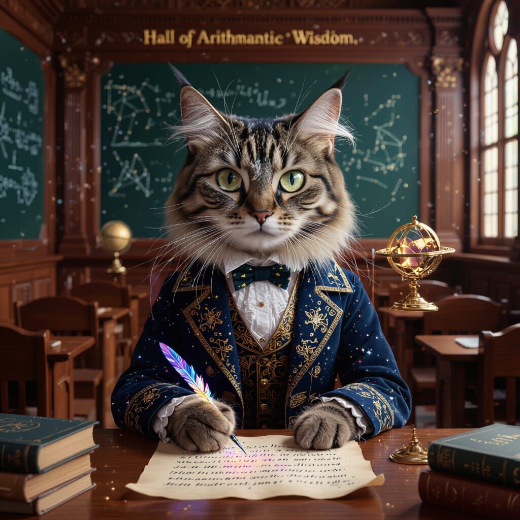 Ornate Scholar Cat in Celestial Academy Uniform