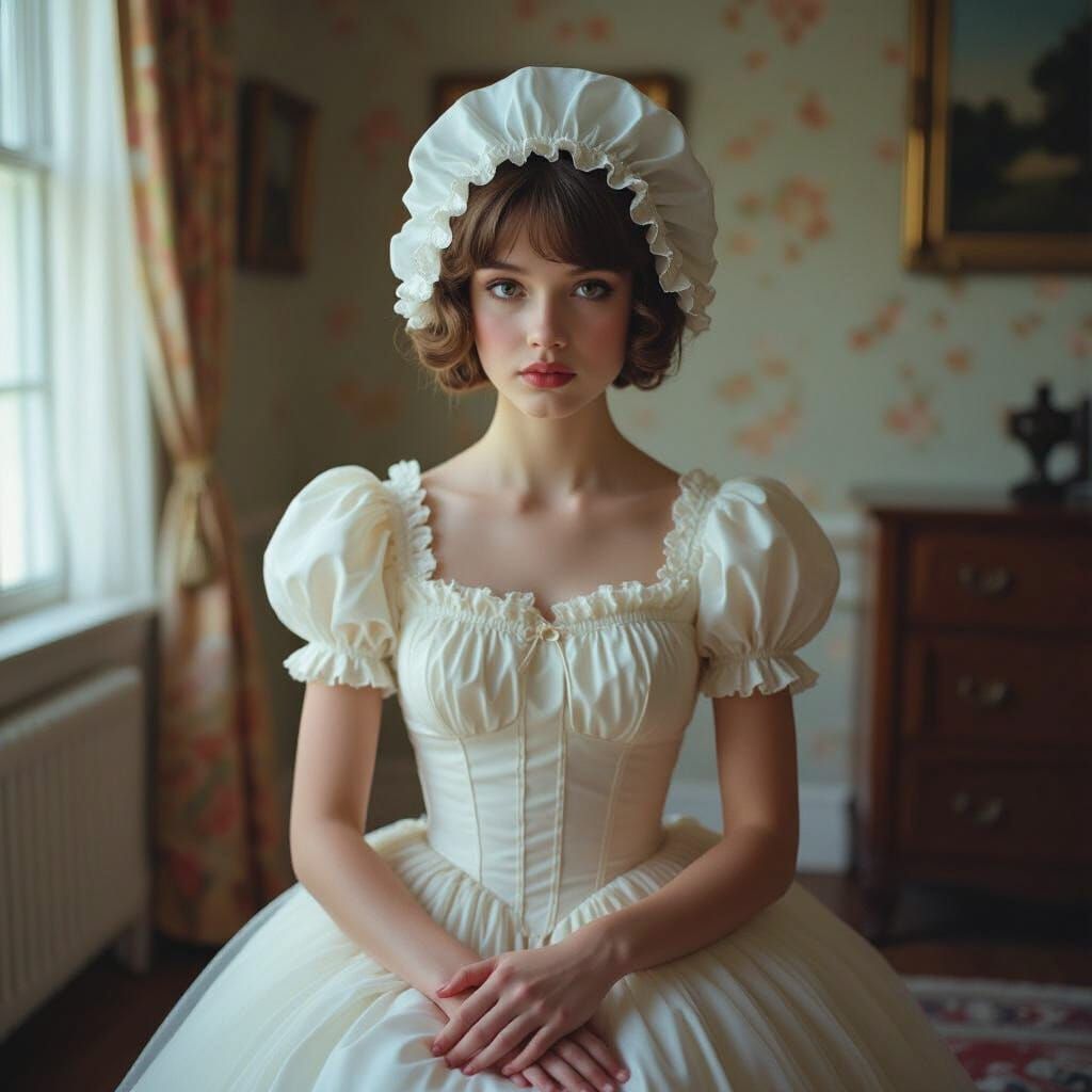 Androgynous Man Models Tulle Dress in Vintage Room