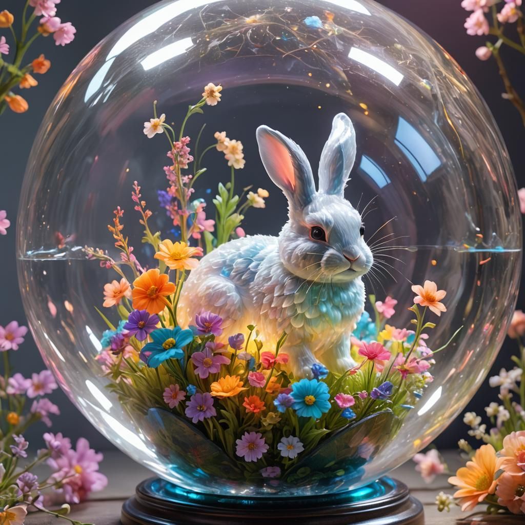 Bunny Globe with Florals