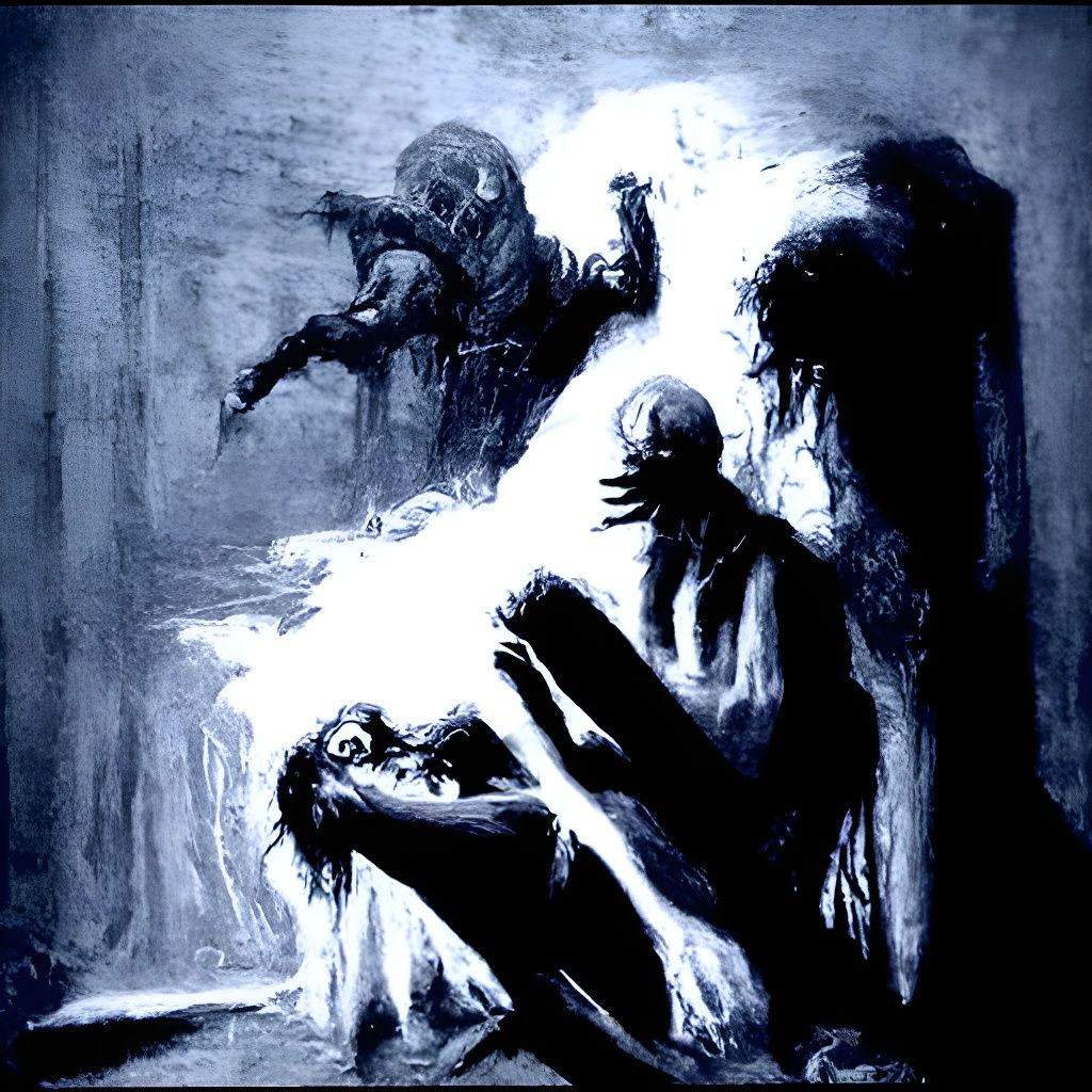 Gruesome Horror Image of Psychotic Breakdown in Doré Style