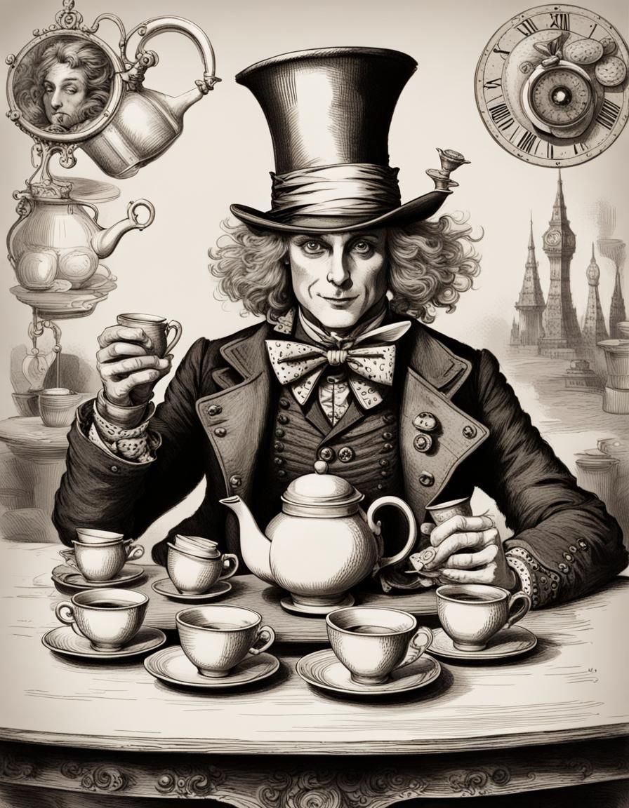 Steampunk Mad Hatter Tea Party in Tenniel Style