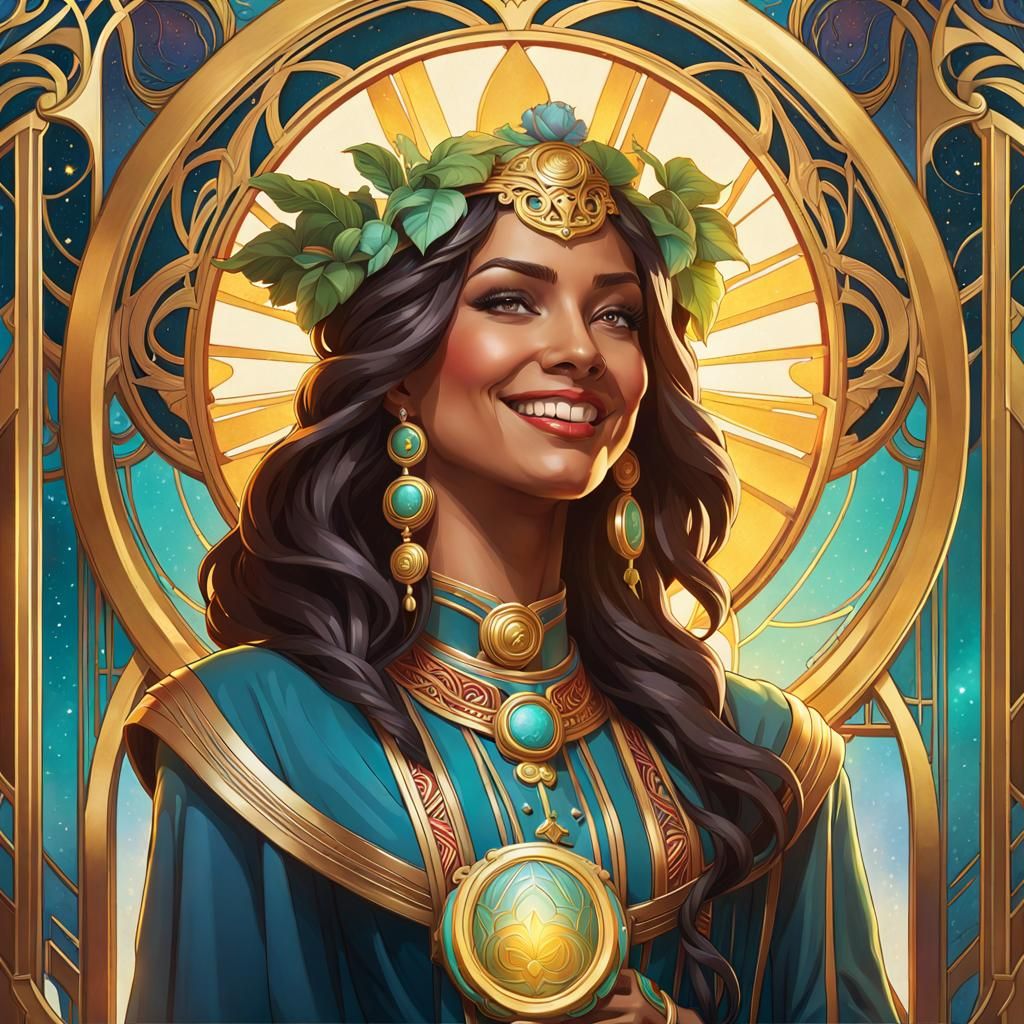 Hierophant Tarot Card as Art Nouveau Portrait