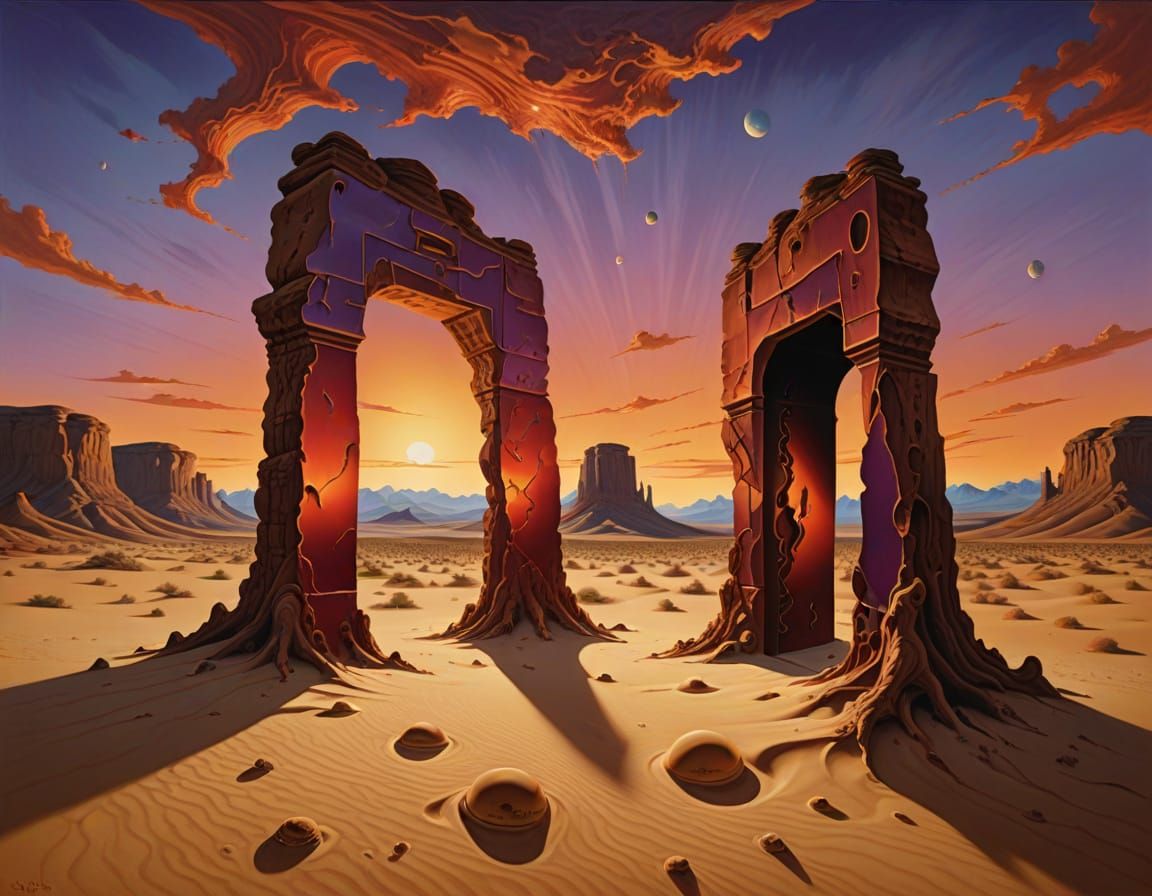 Surreal Desert Doors in Dali Style