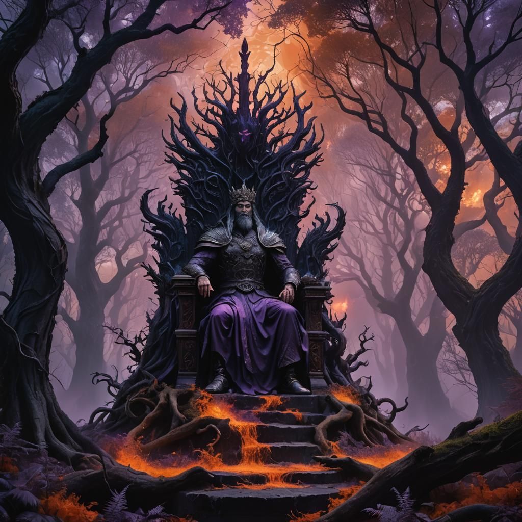 Hades in Dark Forest: Digital Art