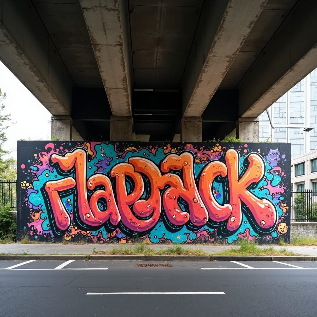 Vibrant Graffiti Mural Under City Bridge
