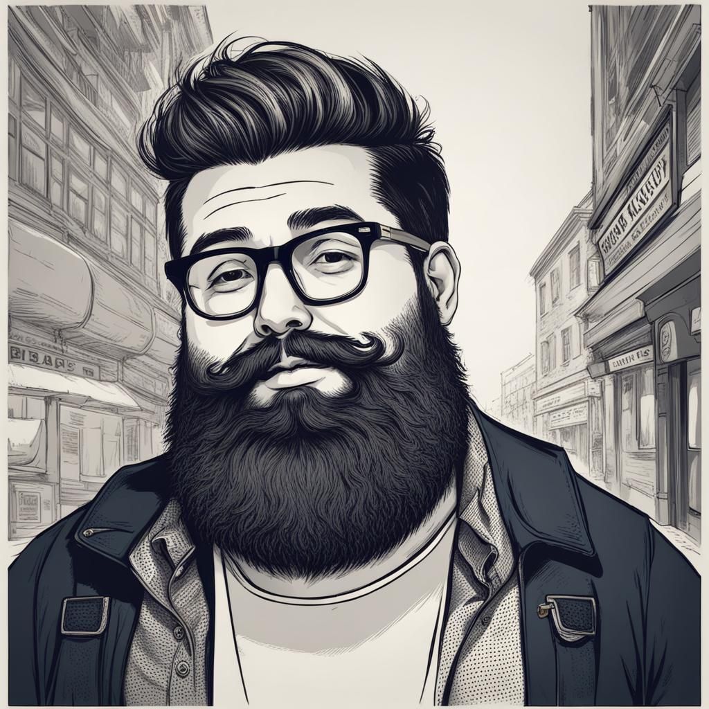 Hipster Man with Beard and Sunglasses