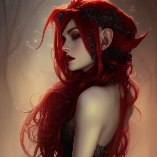 High Gothic Vampiric Elf Portrait in 8K