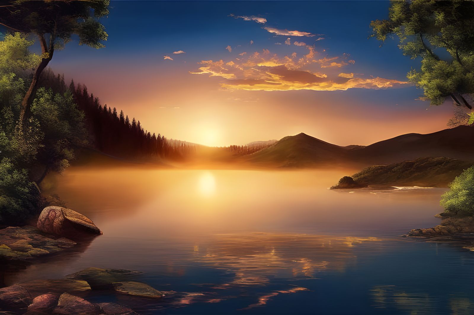 Dramatic Landscape with Volumetric Lighting