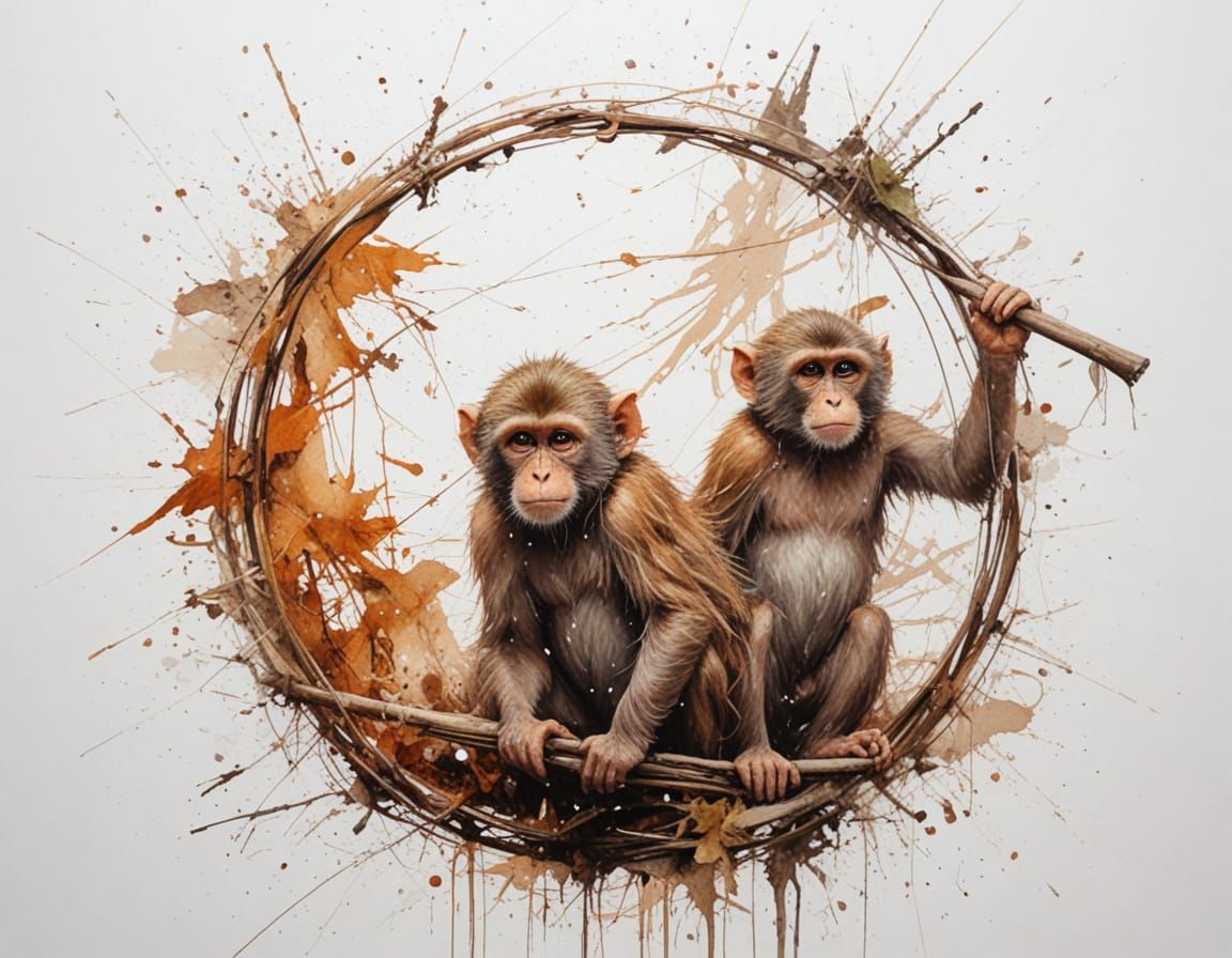 Monkeys Swing on Power Lines in Tropical Village