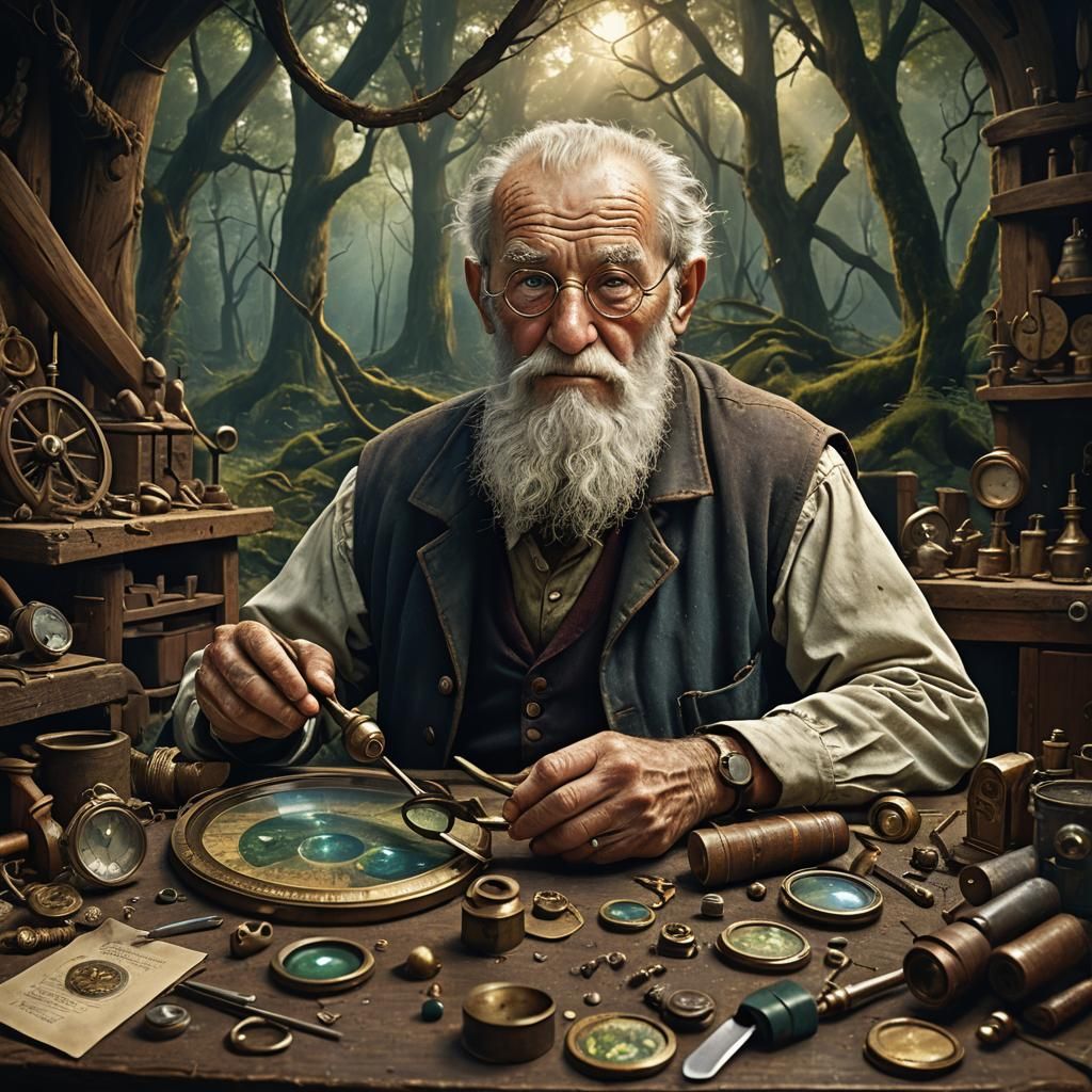 Elias the Jeweler in Forest Town: Fantasy Art