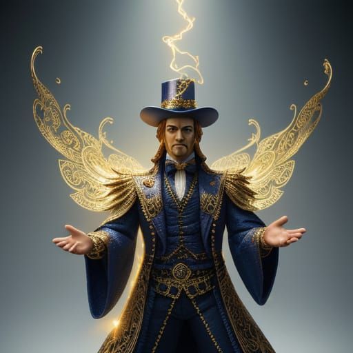 Lego Magician Figurine in Hyperrealistic Digital Art