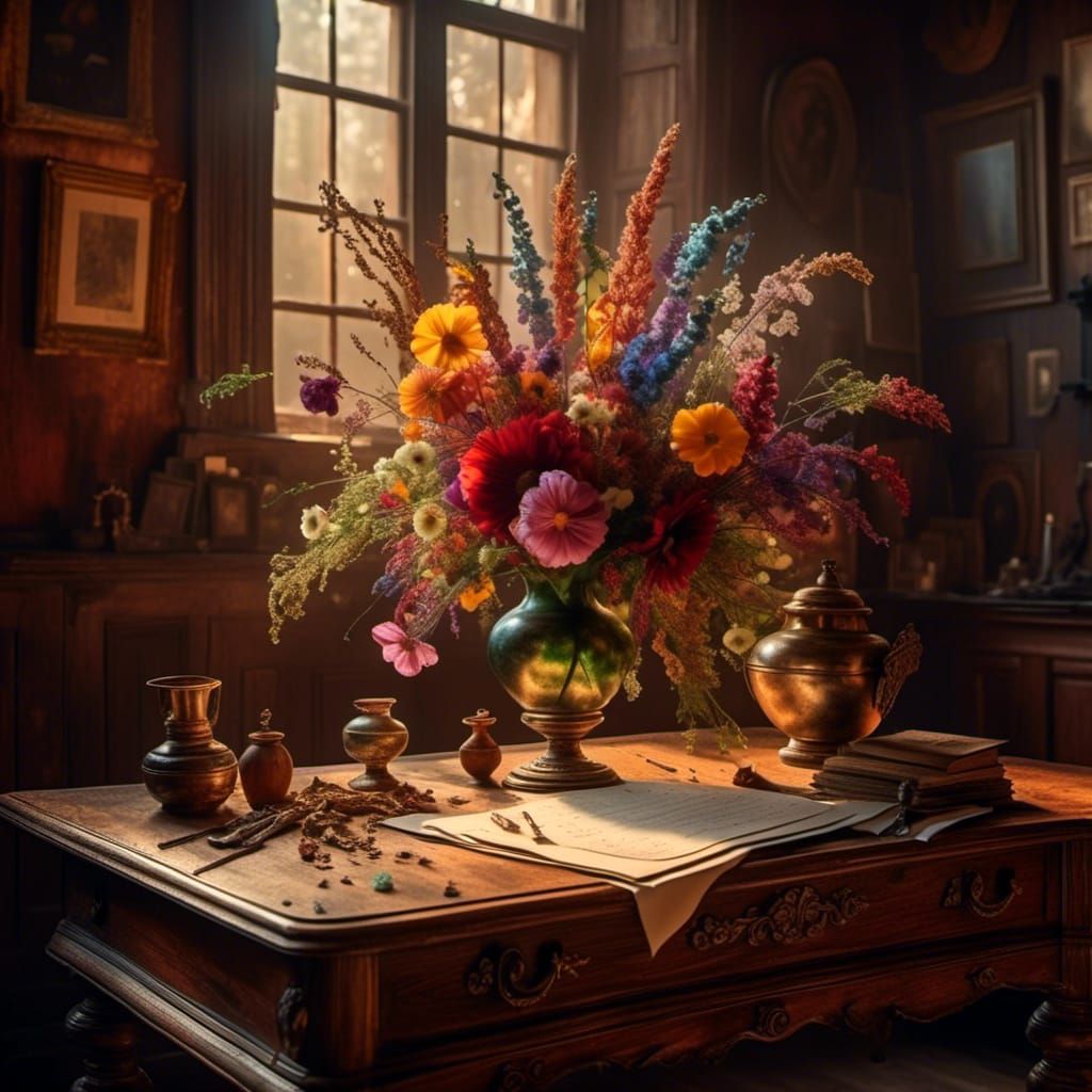 Cozy Still Life: Flowers and Golden Light