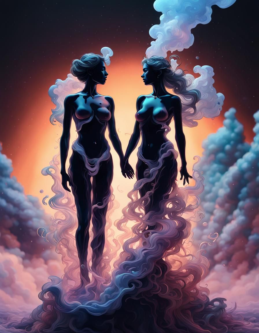 Liquid Glass and Metal Silhouette in Pastel Ombre