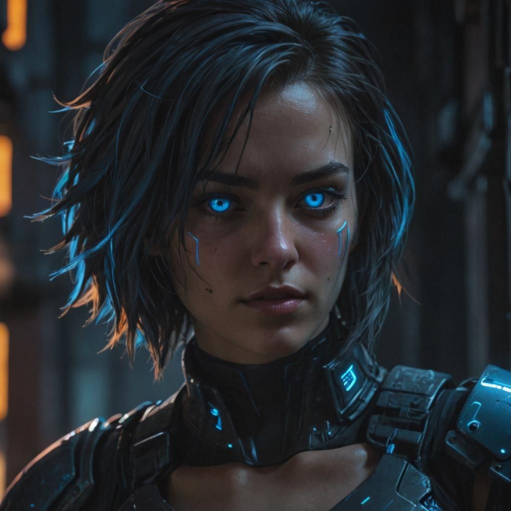 Cyberpunk Rogue in Neon Alleyway