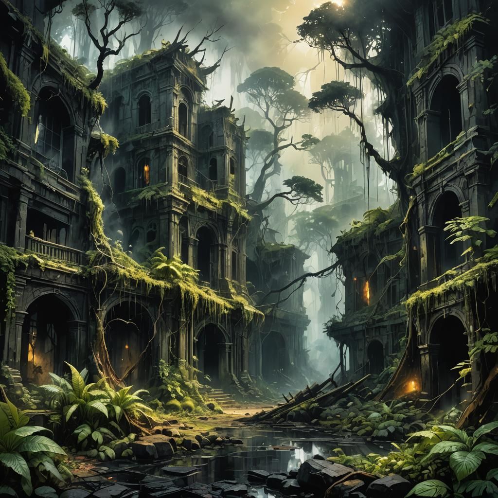 Jungle Overgrowth in Watercolor Illustration