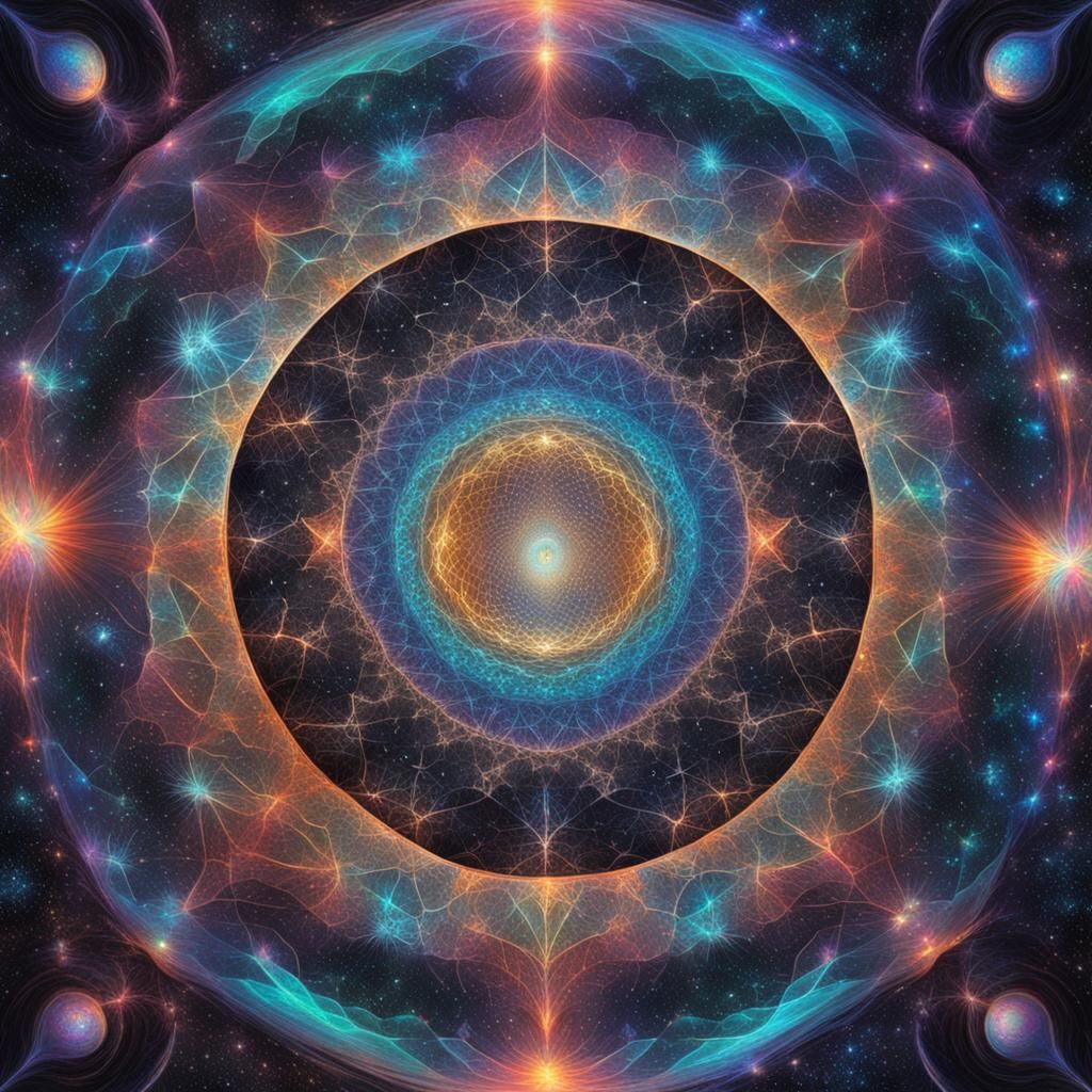 Psychedelic Optical Illusion in Mixed Media Style