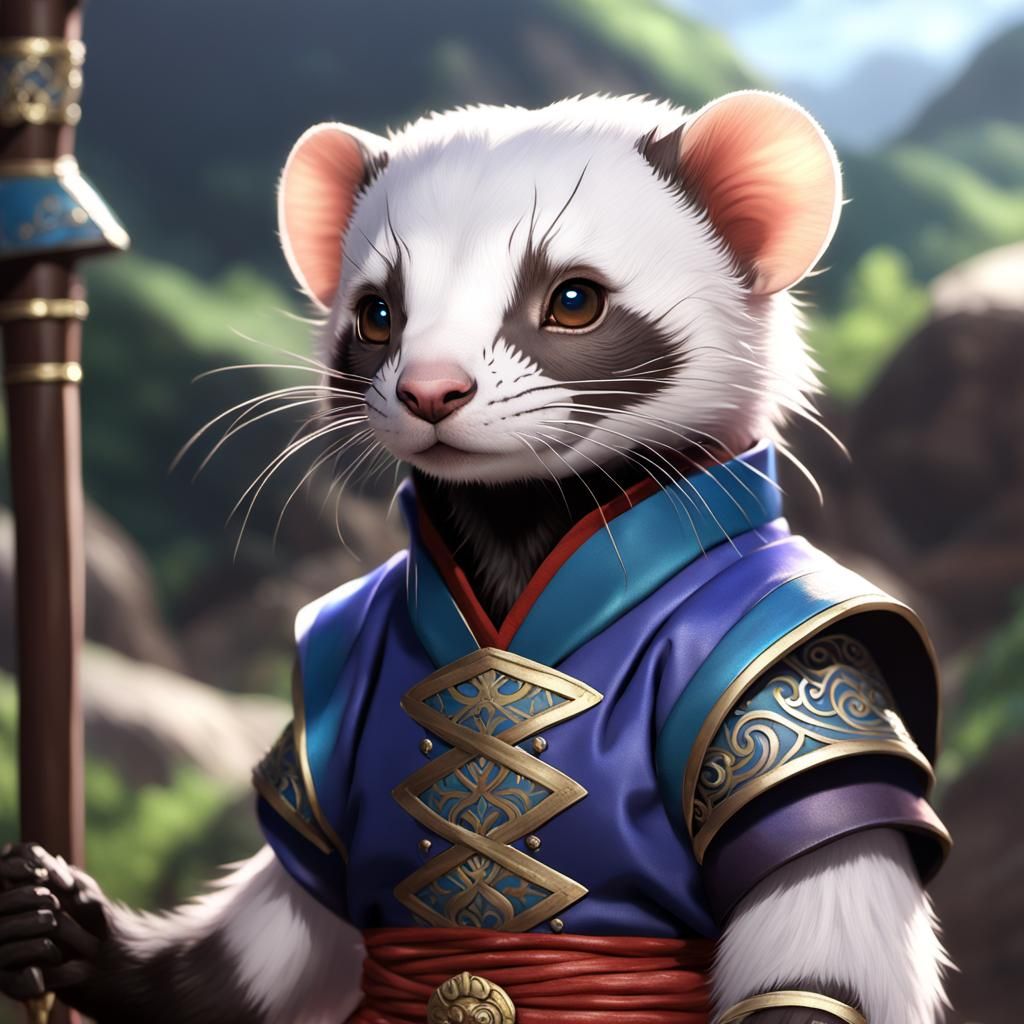 Ferret in Minbari Costume, Anime Style 3D Art