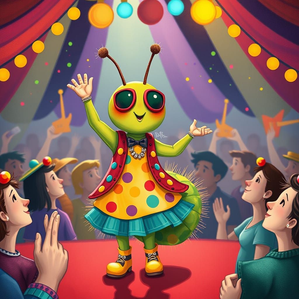 Trendy Caterpillar Dancing in a Fantastical Concert