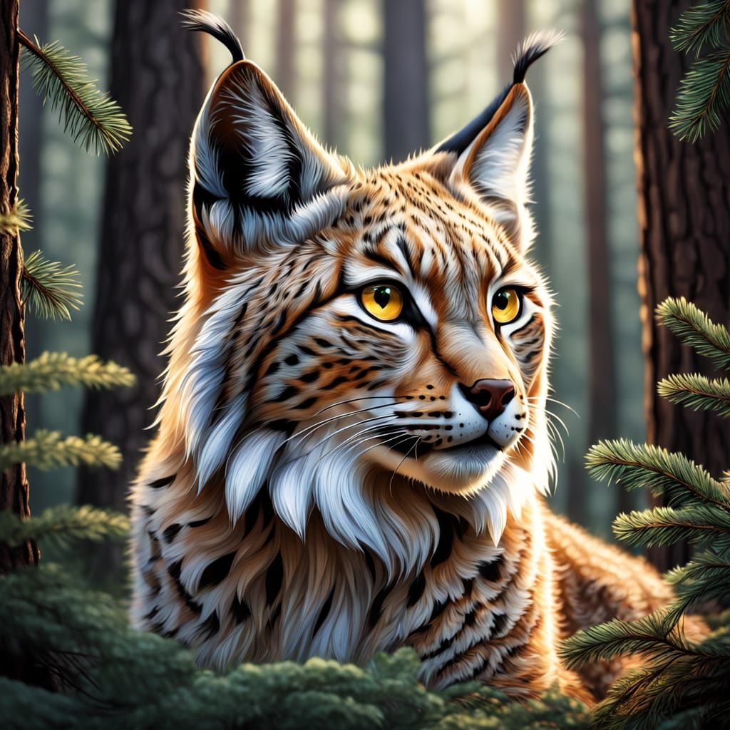 Serene Forest Lynx in Golden Light