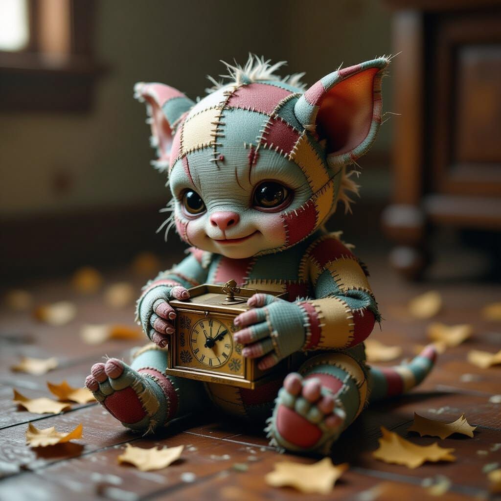 Patchwork Monster Baby with Broken Music Box