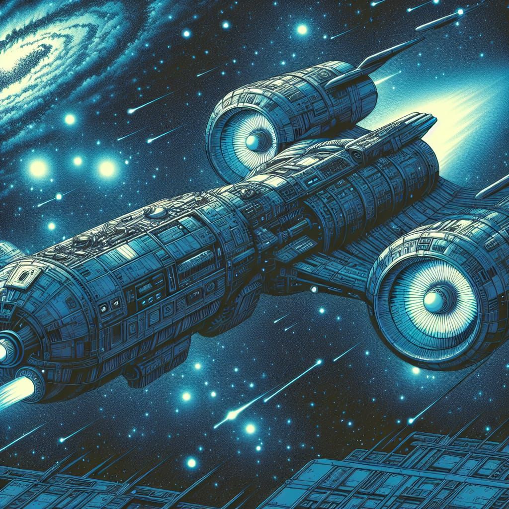 Serenity Spaceship in Deep Space Scene