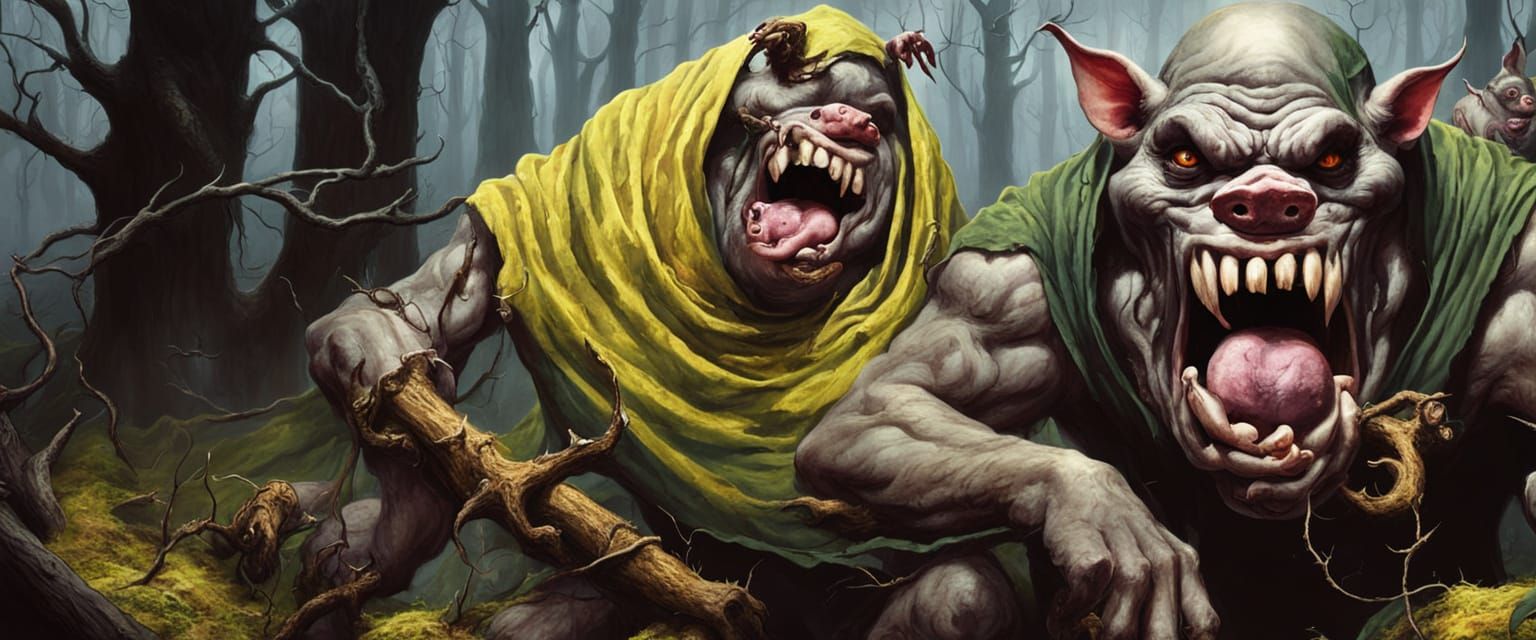 Eerie Forest Figures in Dark Fantasy Art