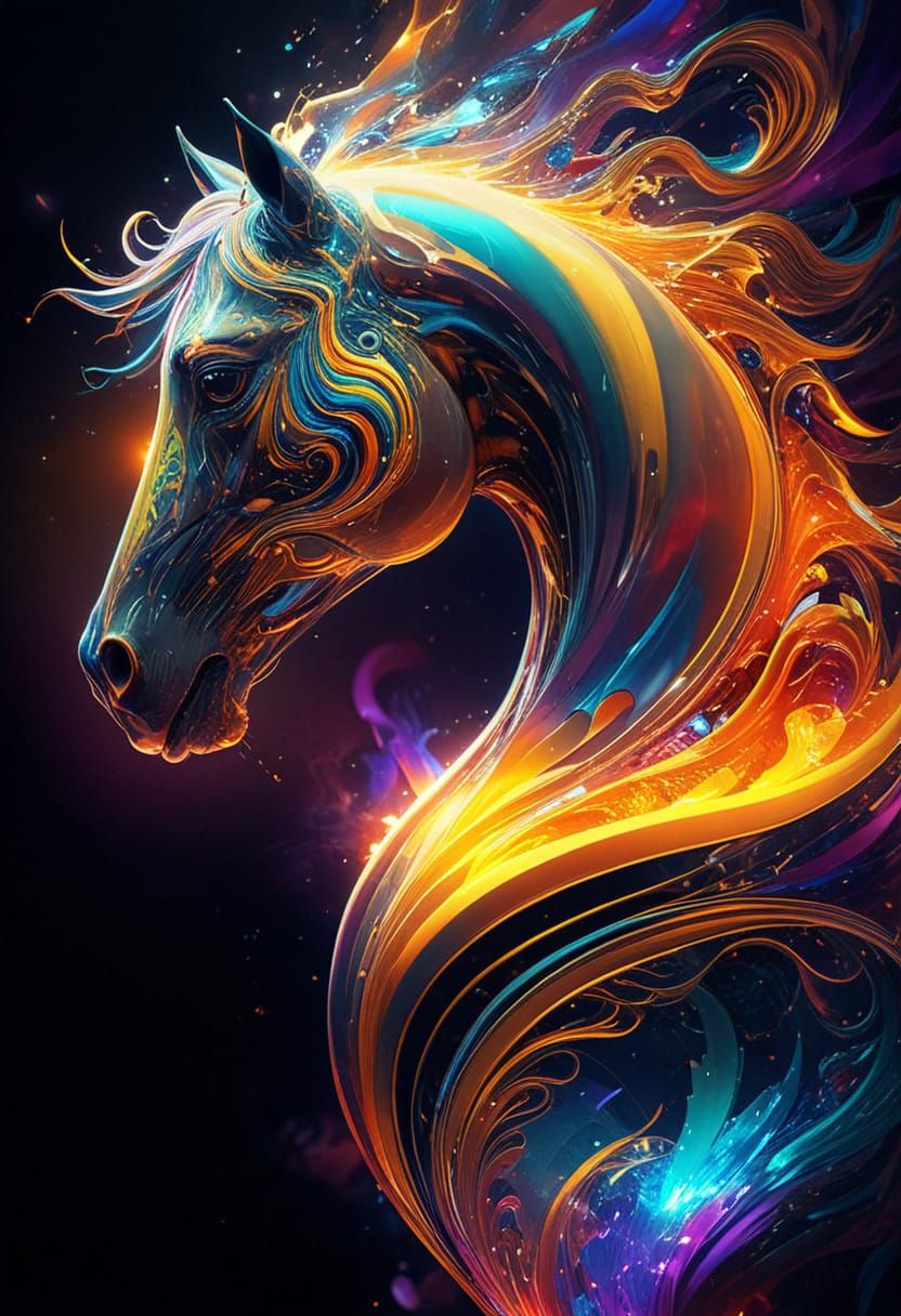 Stylized 3D Render of a Digital Horse