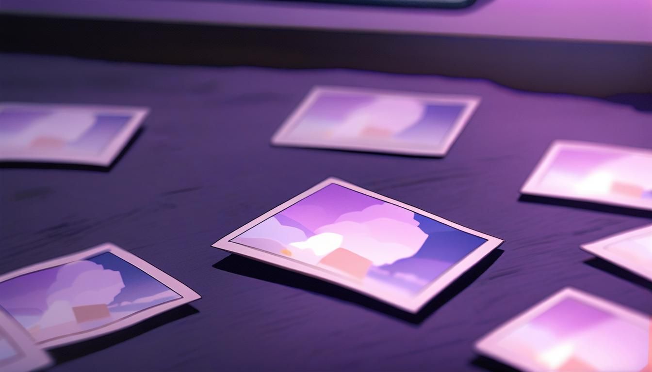 Polaroid Photo on Messy Desk in Cel Animation Style