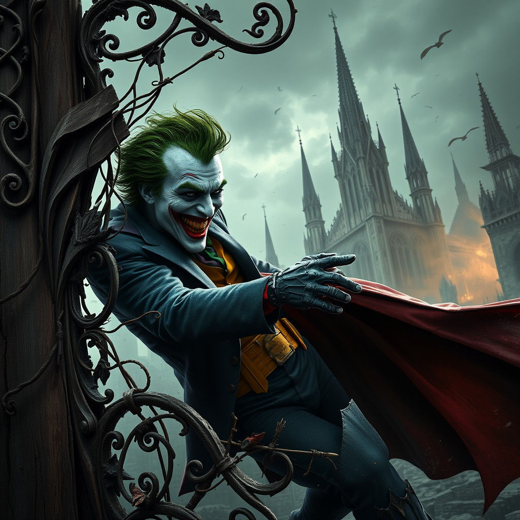Batman Thrown Through Fence: Dark Fantasy Concept Art