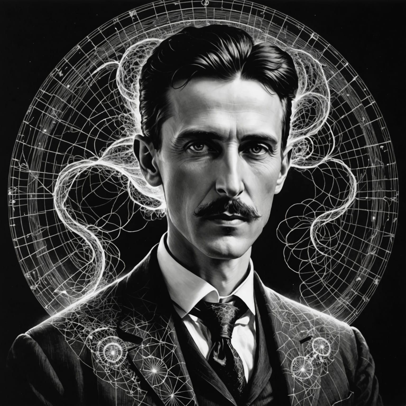 Surreal Portrait of Nikola Tesla in Ethereal Light