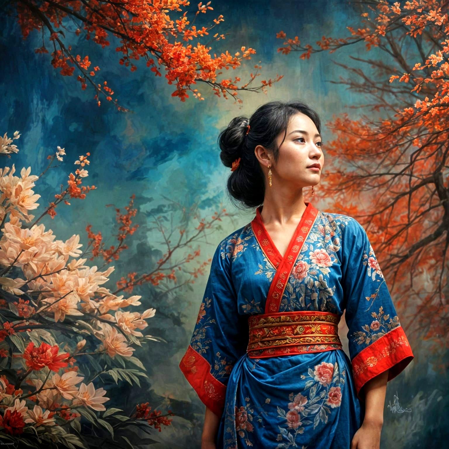 Romantic Vietnamese Beauty in Traditional Folk Art