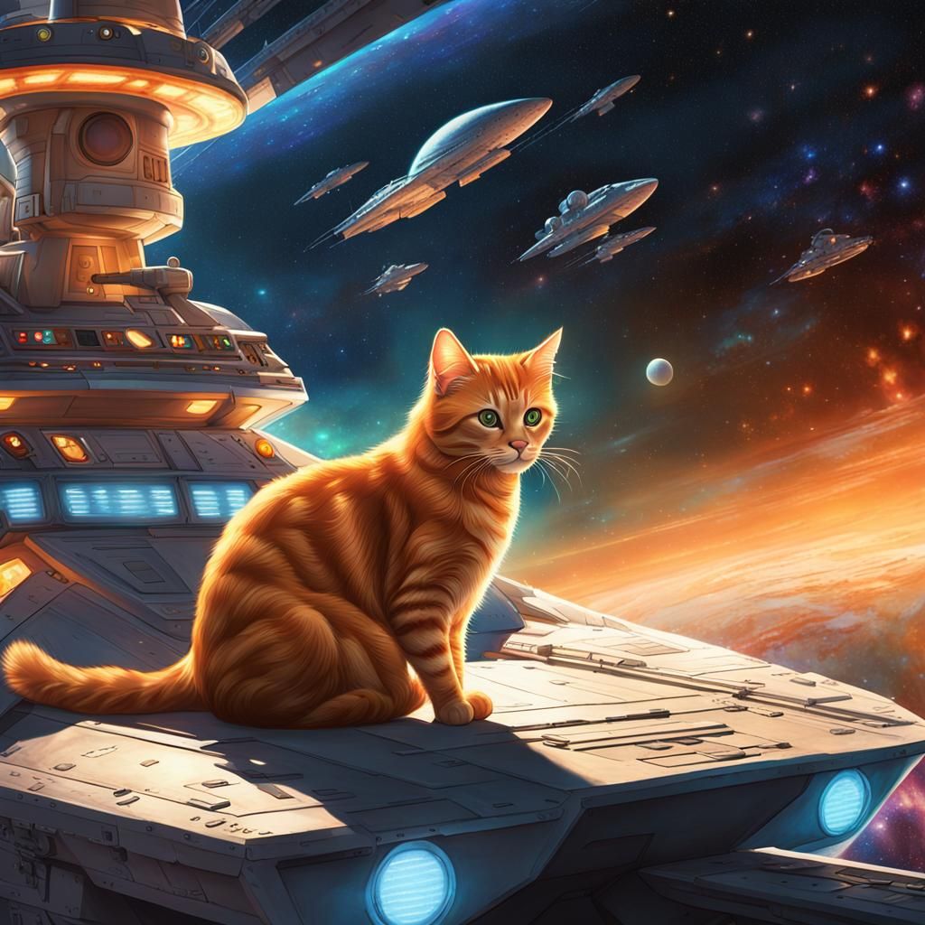 Tabby Cat on the Star Trek USS Enterprise