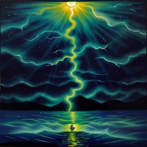 Surreal Macabre Mosaic in Dark Water Painting