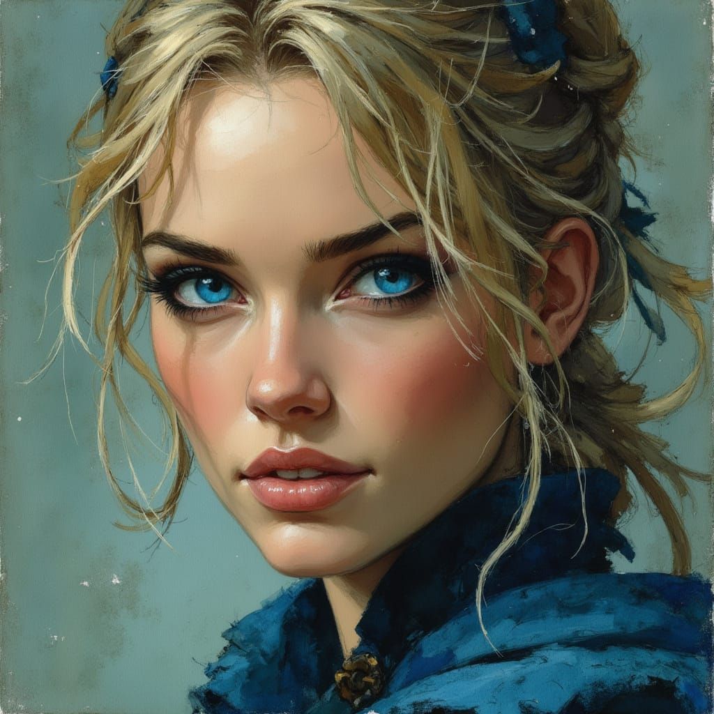 Norse Goddess Portrait in Romantic Realism Style