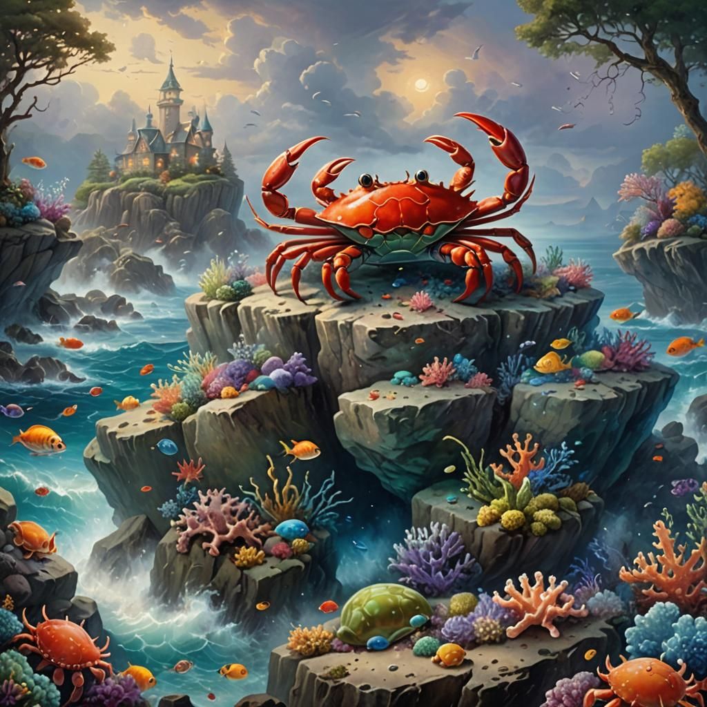 Sebastian the Crab in Ethereal Coral Reef Fantasy