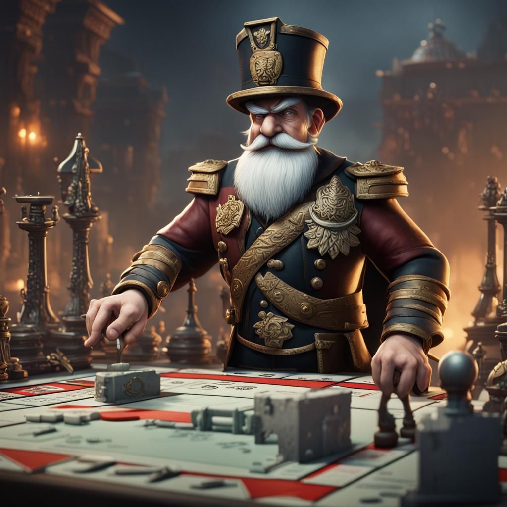 Monopoly Man as Warlord: Detailed Matte Painting