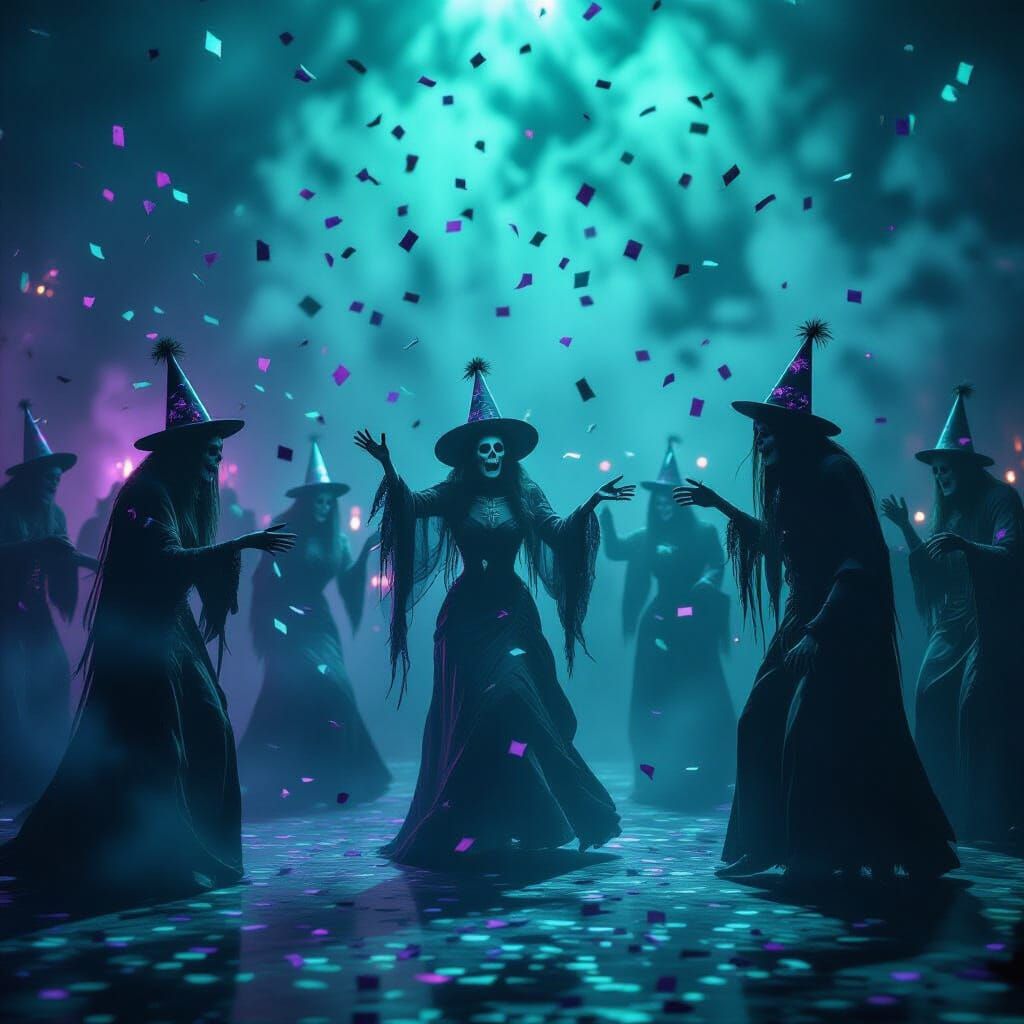 Graveyard Party: Eerie Midnight Dance with Ghostly Revelers