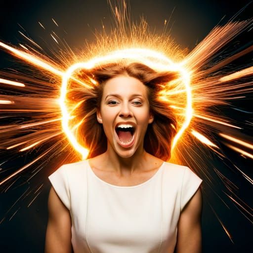 Surreal Face Spewing Sparks into the Sky