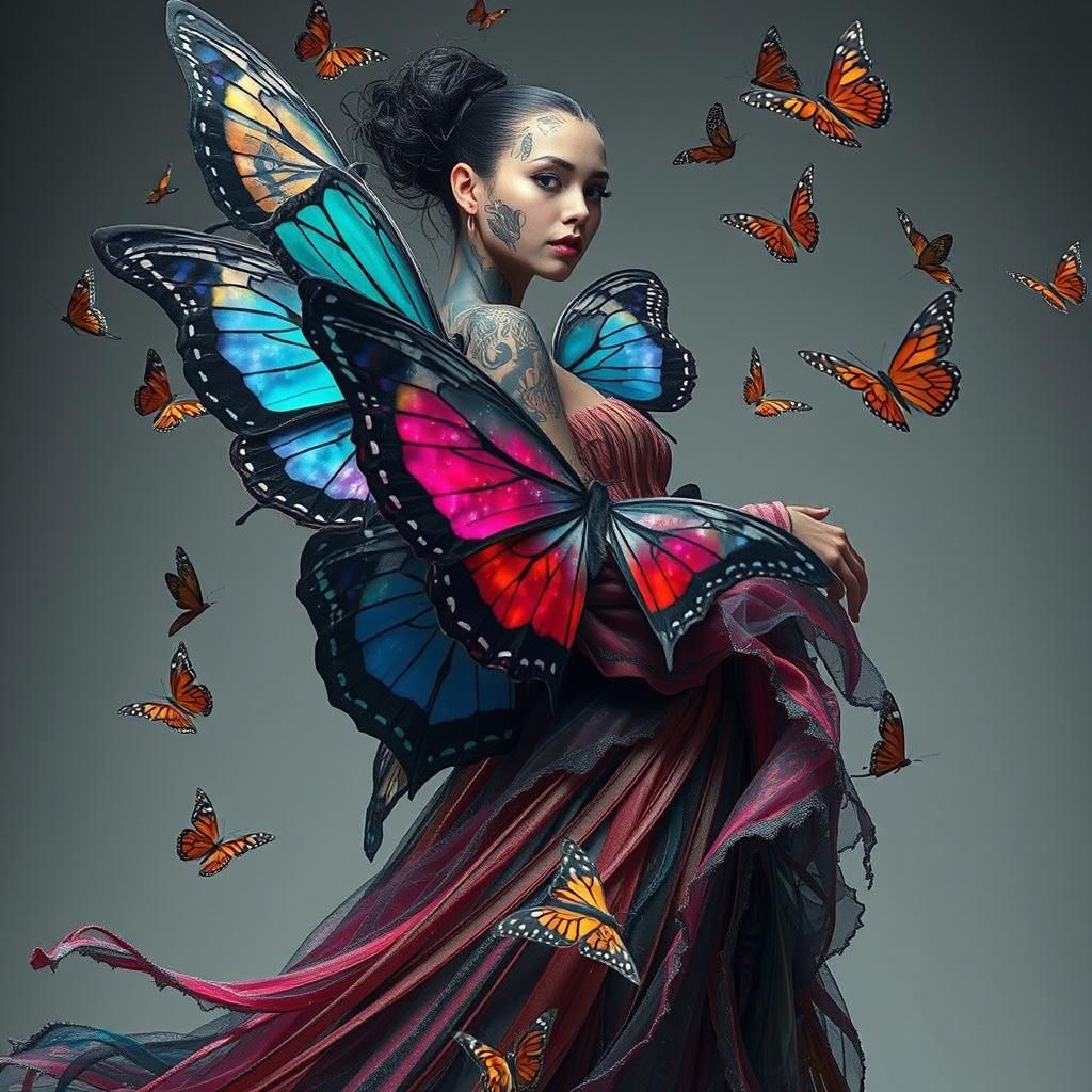 Butterfly Haute Couture Gown in 3D Style