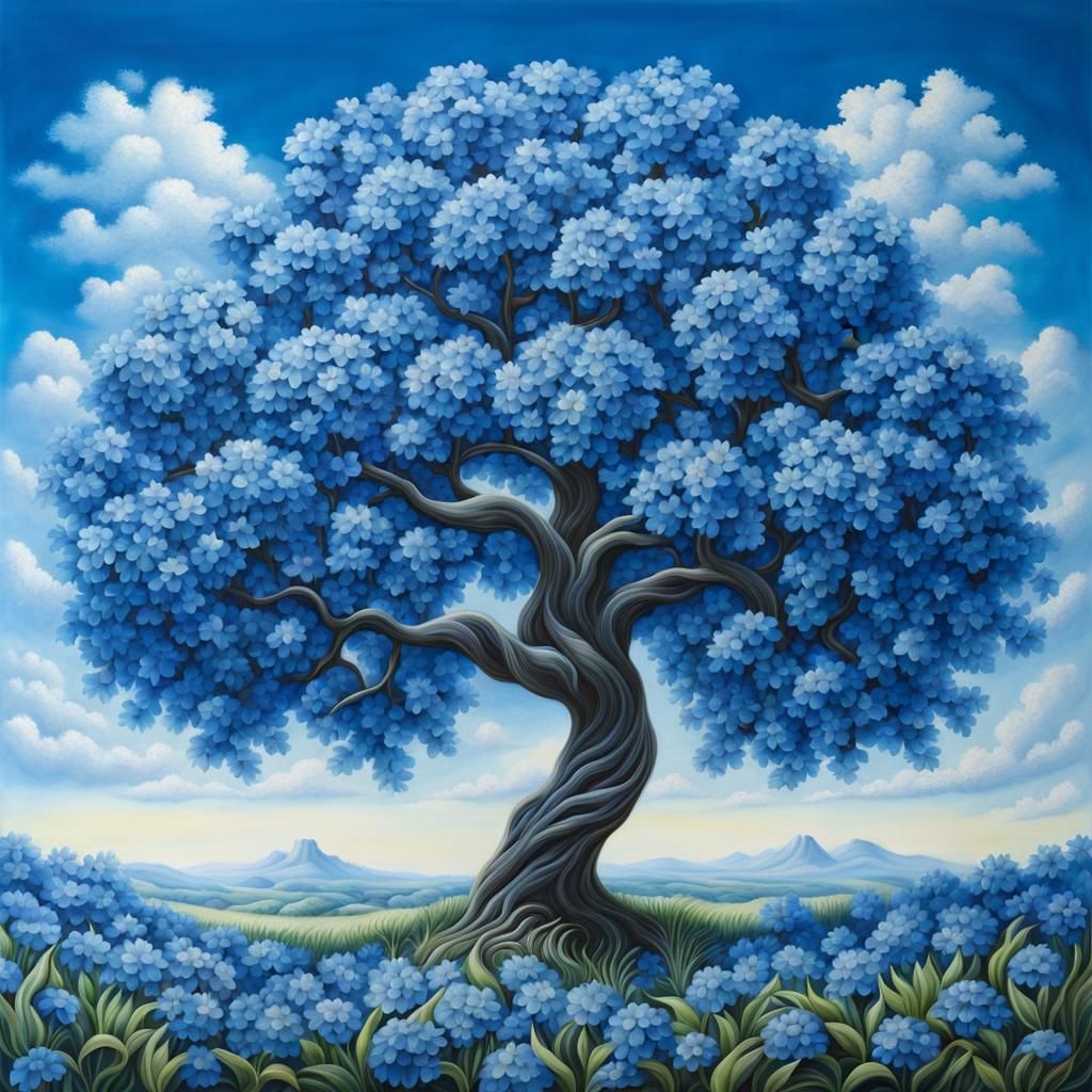 Blue Tree of Life in a Blue Landscape