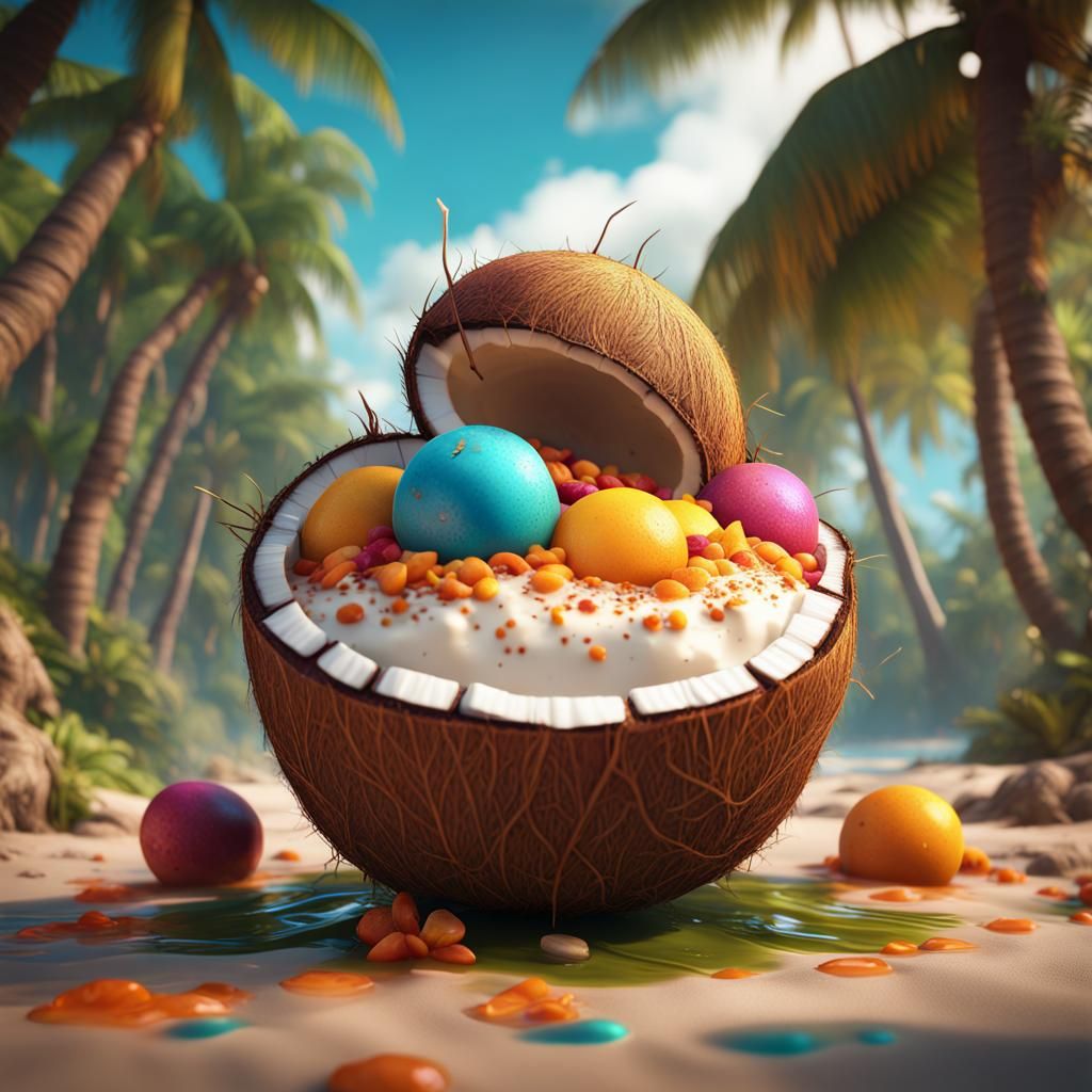 Happy Coconut Dessert: Fantasy Concept Art
