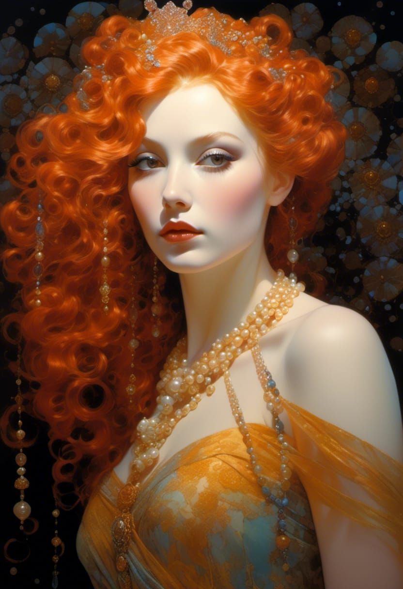 Luminescent Mountain Deity in Cosmic Fairytale Gown