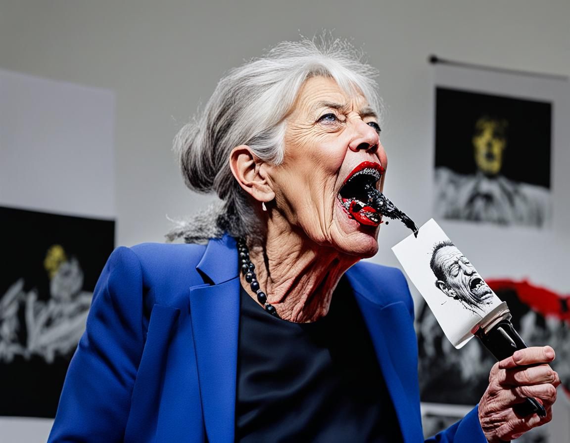 Chaotic Ink Drawing of Politician Spewing Negativity