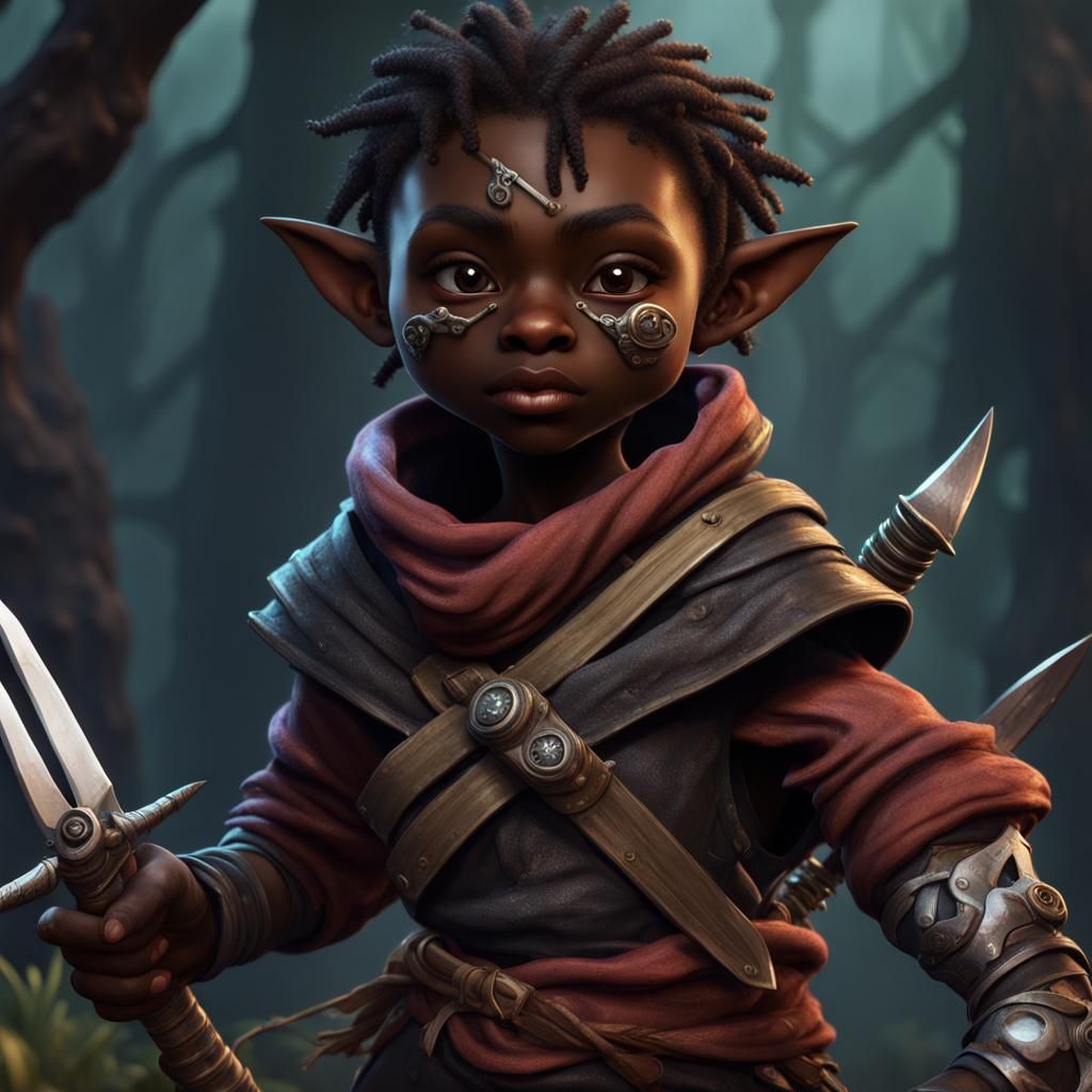 Halfling Rogue with Ninja Mask, Fantasy Concept Art