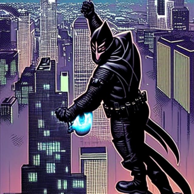 Armored Possum Vigilante Scans City, Comic Book Art