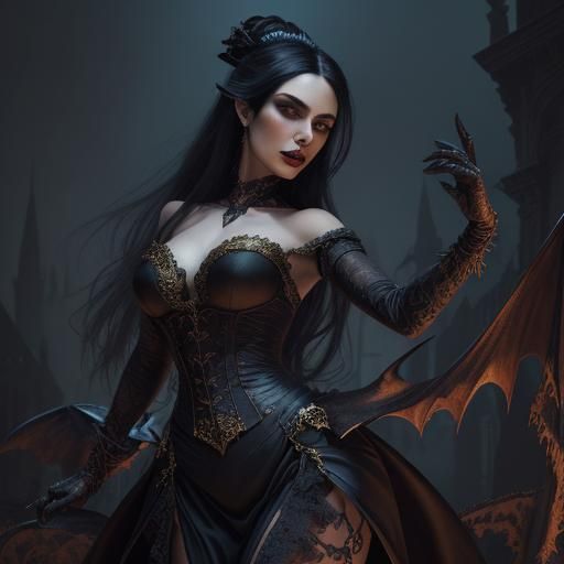 Vampiress Tango: A Dramatic Fantasy Painting
