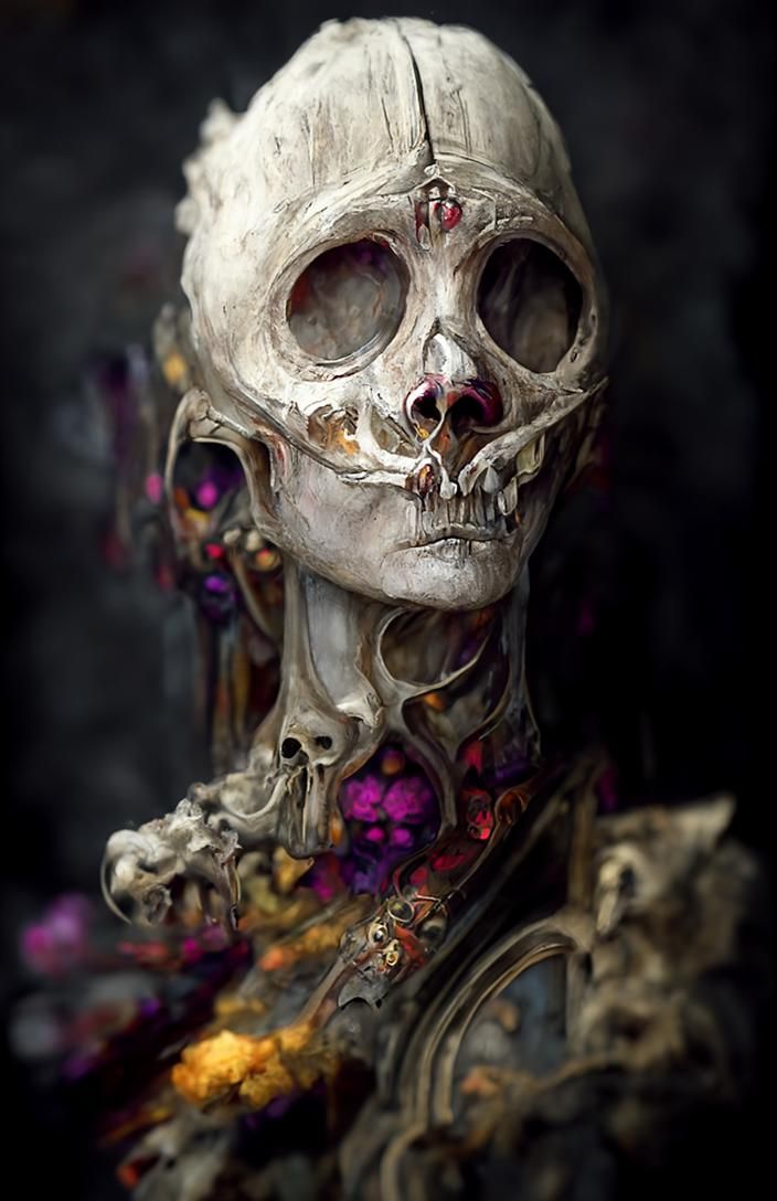 Detailed Gothic Skeleton Face with Empty Eyes