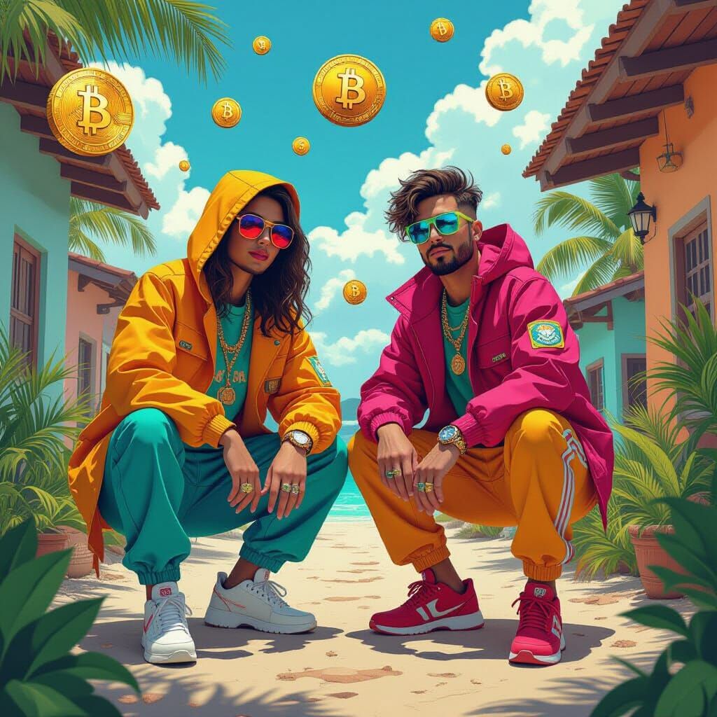 Friends in Belize with Crypto, Digital Art