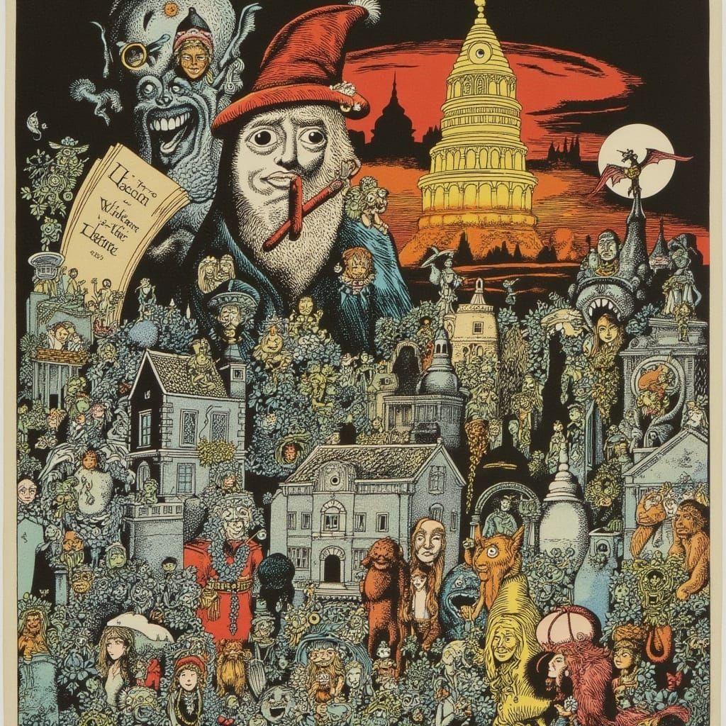 Witchpunk Saxophone Player with Heart Symbol, Fantasy Art